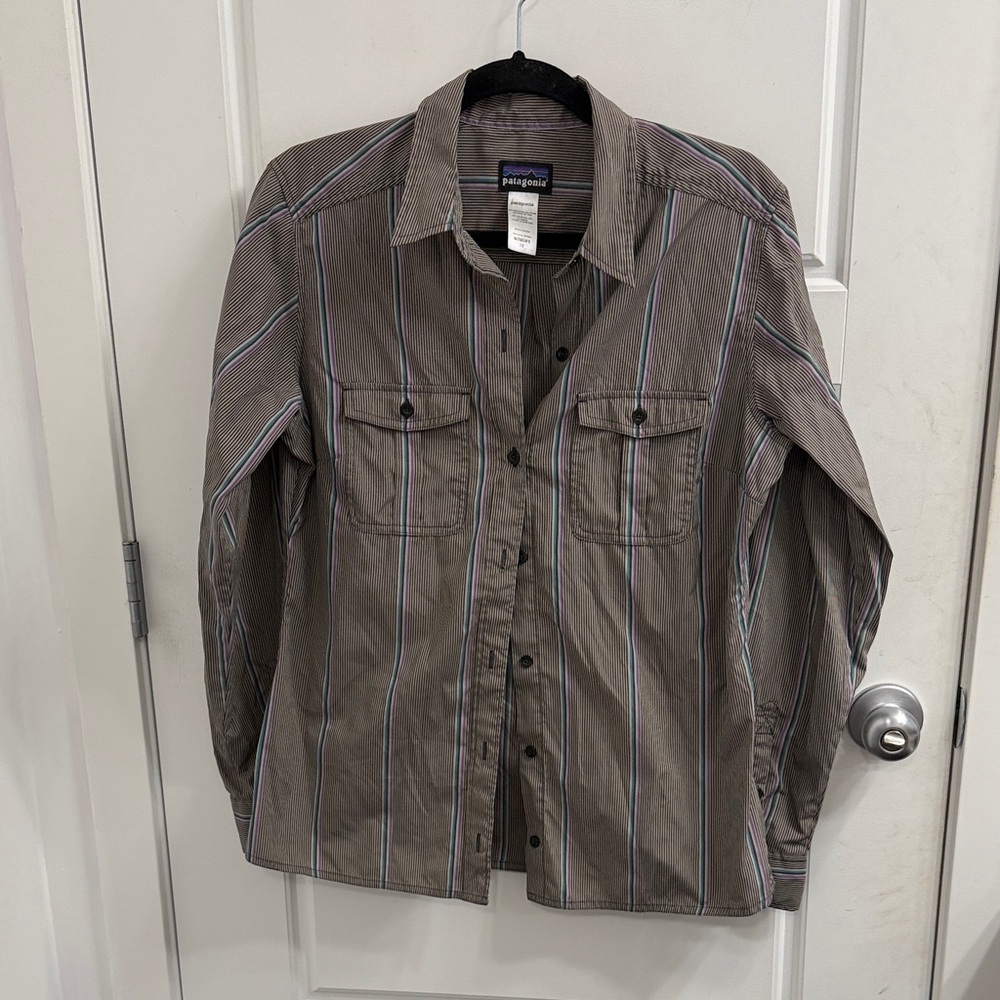 Patagonia Button Down Striped Long Sleeve Shirt Size 12